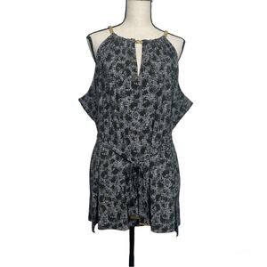Michael Michael Kors Women's Plus Size Green Printed Chain-Neck Halter 3X